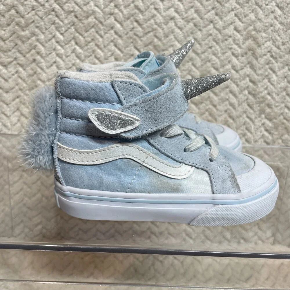 Vans Toddler Light Blue Silver Glitter Unicorn Sk8-Hi Size 6 Whimsical Fairycore - Picture 4 of 14